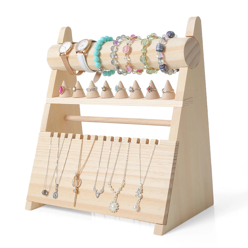 

Solid Wood Jewelry Rack Hanging Necklace Bracelet Jewelry Rack Ring Storage Rack Counter Display Jewelry Display Props
