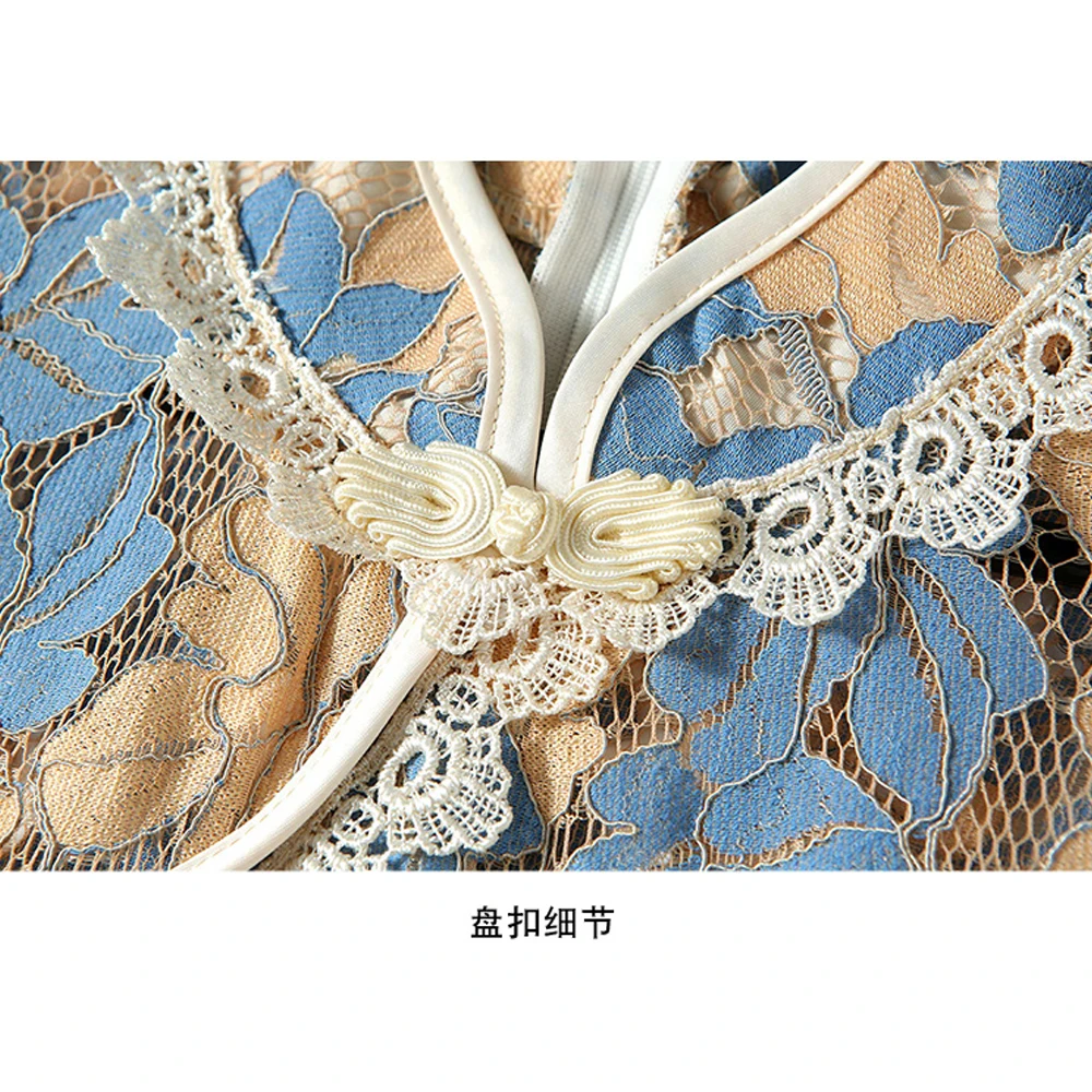 

Simgent Traditional Dress China Style Women Three Quarter Sleeve A Line Casual Elegant Lace Dress 2020 Vestidos Jurken SG06242