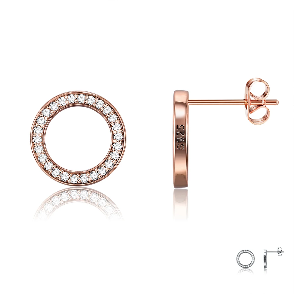 

ZEMIOR Hot Fashion 100% Real 925 Sterling Silver Lucky Forever Circular Stud Earrings For Women Authentic Original Jewelry Gift