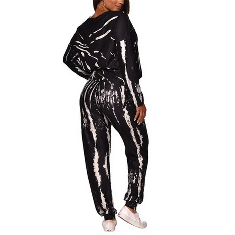 

Tie-dye Printed Women Tracksuits 2020 Fashion Autumn Comfortable Sports 2Pcs Round Neck Long Sleeve Top Hemmed Pants Home Outfit