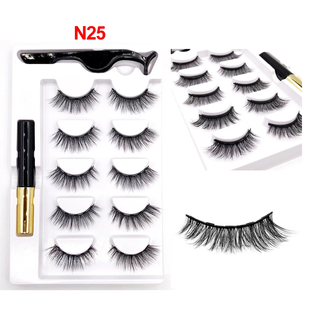 5 пары/компл. магнитные накладные ресницы натуральные густые ручной работы без