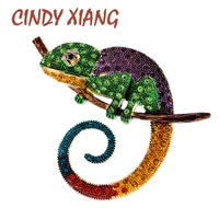 cindy xiang large lizard chameleon brooch animal coat pin rhinestone fashion jewelry enamel accessories ornaments 3 colors pick