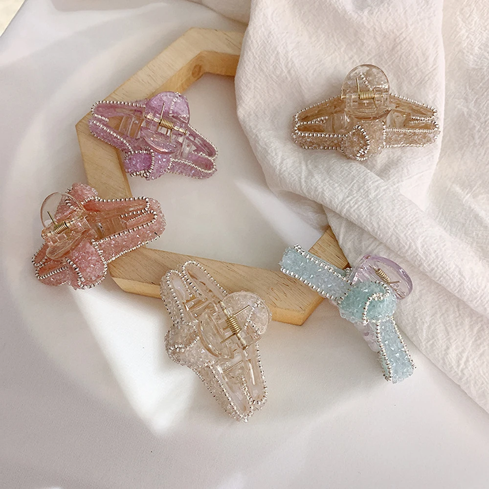 

2021 Full Rhinestone Bow Hair Clip Girls Hair Claws Hairpin Children Hair Accessories Beauty Hair Crab Clamp Headwear