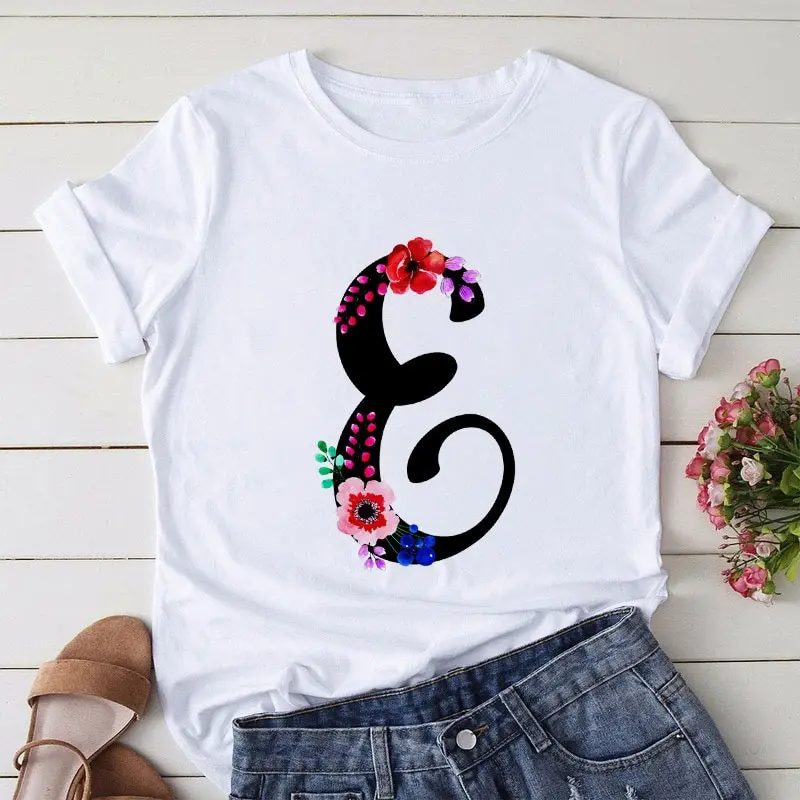 

Summer Letter Printed Women T-shirt Woman Harajuku Short-Sleeved O-Neck Tees Shirt Girl Summer Tee Top Femme Tshirt