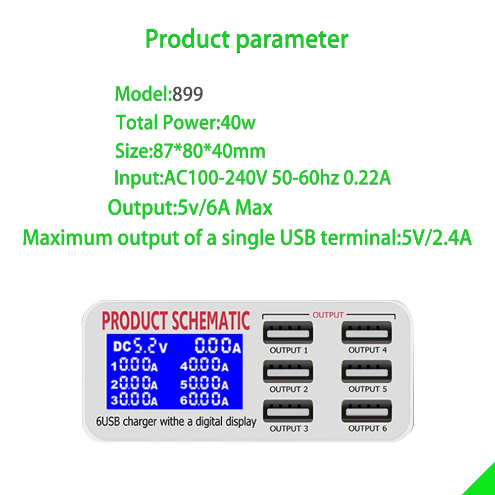qc3 0 usb charger with lcd display 6 ports desktop mobile phone charger smart fast charging for smart phones tablet pc free global shipping