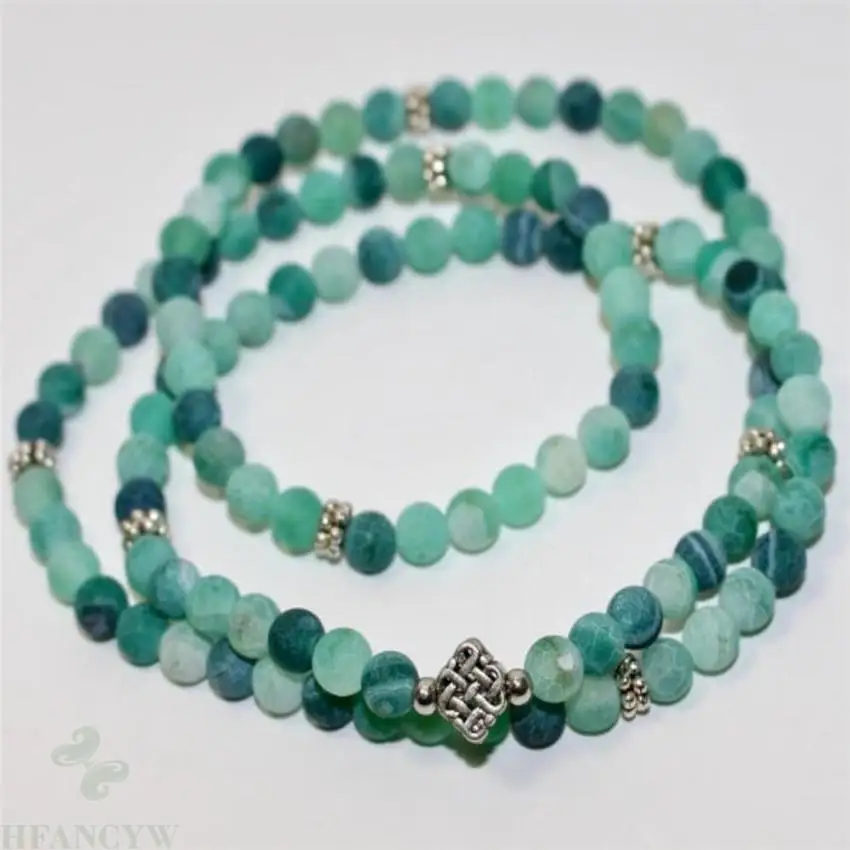 

6mm Frosted Amazonite Gemstone Mala Bracelet 108 Beads Lucky Healing Multicolor Reiki meditation yoga spirituality natural