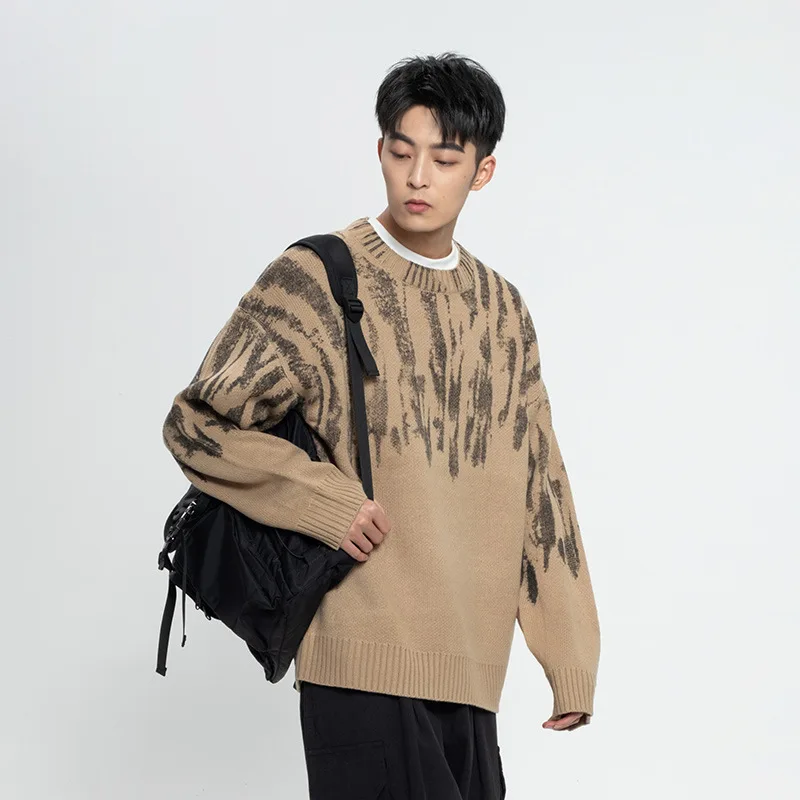 

Fall/winter Men's Sweater Japanese Campus Art New National Tide Round Neck Long Sleeve Clothing Male Streetwear Knitted Tops