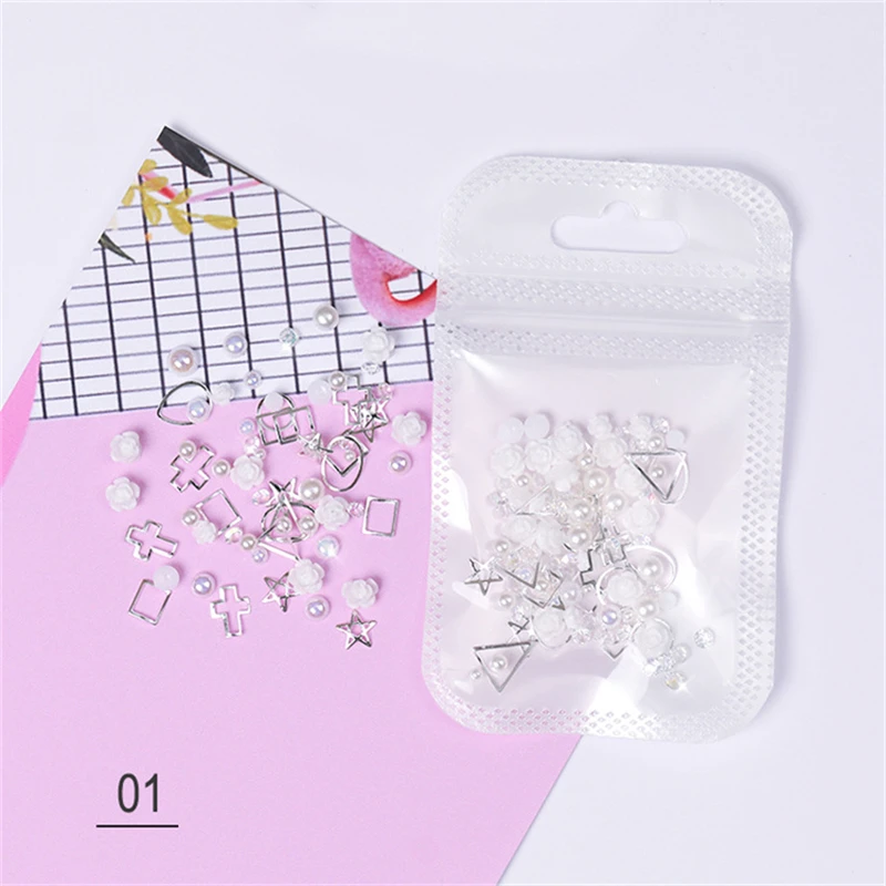 1Pack Nail Decoration Nail Art Rhinestones Set Rhinestones Studs Artificial Pearls Round Stones Beads Flakes