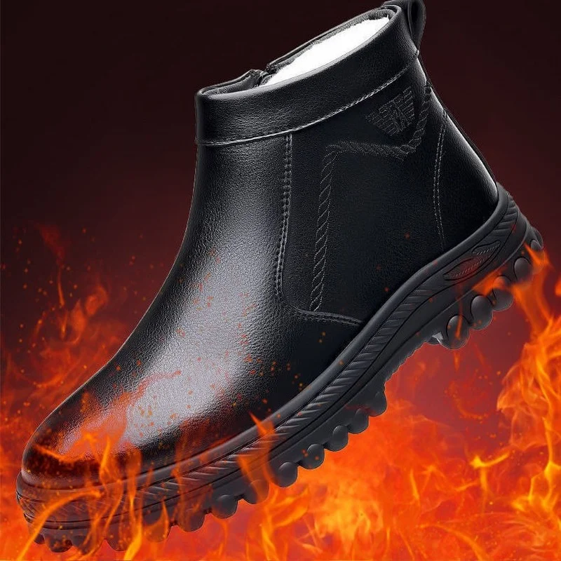 

Winter Men Waterproof Leather Plus Velvet Thicken High Top Ankle Snow Boots 2021 New Male Platform Non-slip Casual Cotton Shoes
