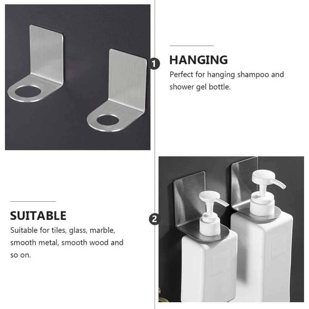 

2pcs Bathroom Storage Rack Shampoo Shower Rack Wall-mounted Holder Silver