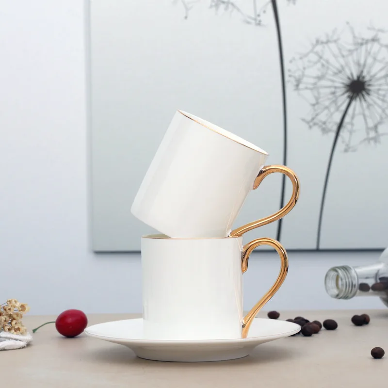 

200ml Simple Style Ceramic Water Cup Fashion Coffee Milk Mugs Ceramic Drinkware Porcelain Coffee Mug with Dish