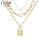 17KM модные подвески с замком, ожерелья для женщин, многослойное ожерелье с золотым ключом и сердцем, колье в стиле стимпанк, Лучшие украшения для пар, подарок