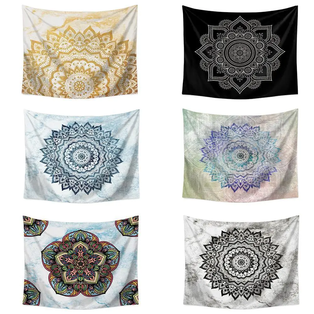

Mandala Flower Polyester Square Tapestry Wall Hanging Wall Decoration Blanket Yoga Bedroom Throw Decor Mat Carpet For Home