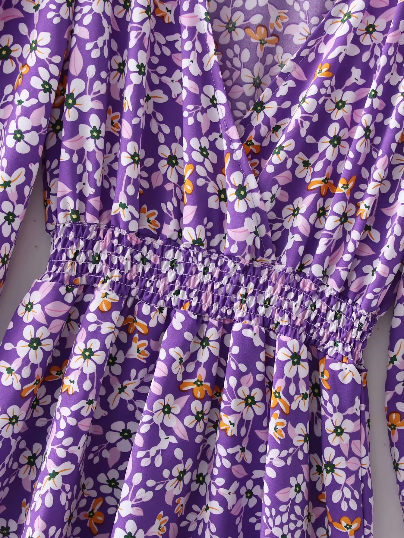 

Sexy Fashion Printed Floral A-Line Dresses Spring Summer Women V Neck Long Sleeve High Waist Mini Dress Bohemian Clothing 2021