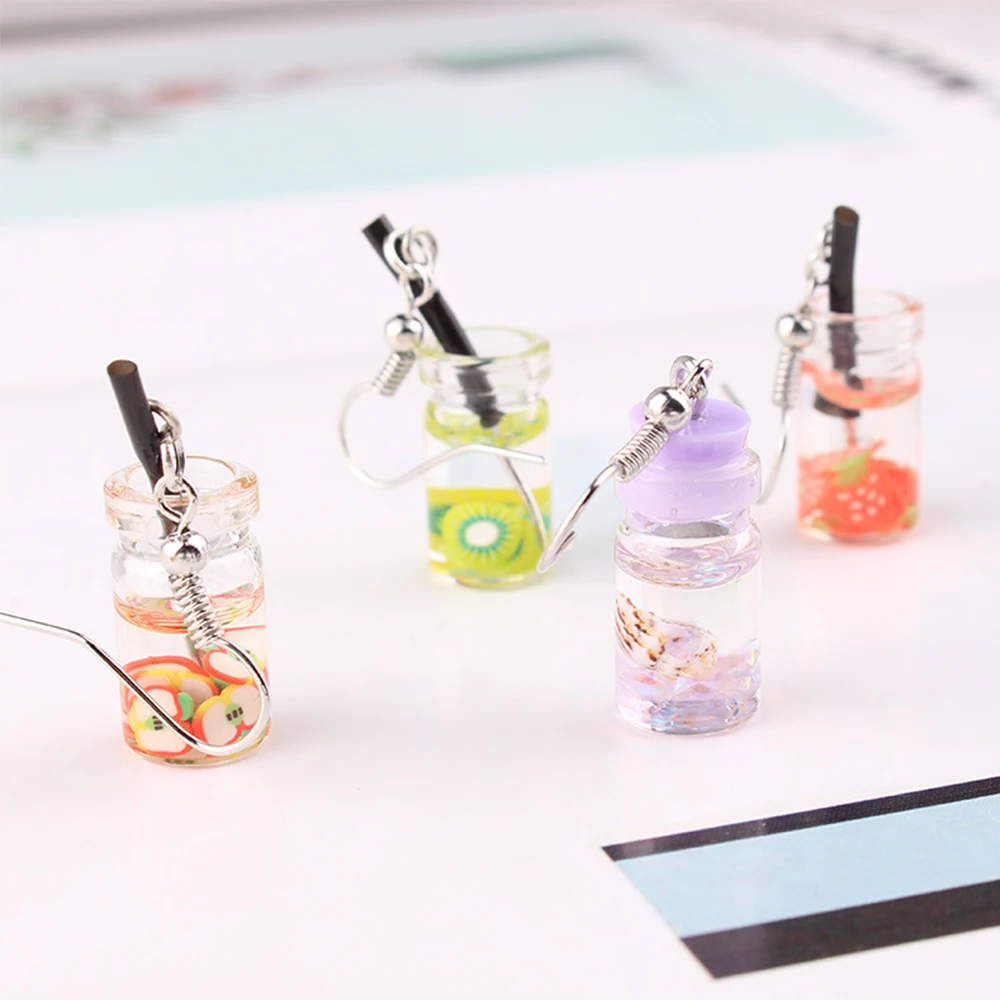 Серьги-подвески женские в виде фруктов молока чая напитков | Украшения и