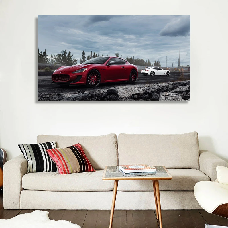 

Modern Art Nordic Posters and Prints Maserati Supercar Black and White Canvas Painting Pictures Home Decor Living Room