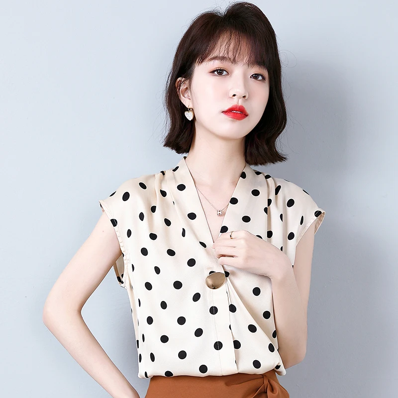 

Темпераментная богиня имеет ощущение зрения, французский горошек, Новинка лета 2021, шифоновый топ, универсальная маленькая рубашка