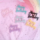 Красочные двойной Слои прозрачный акрил с днем рождения в виде пирожного в чашке с фигурки жениха и невесты; Для дня рождения вечерние поставки Baby Shower украшения