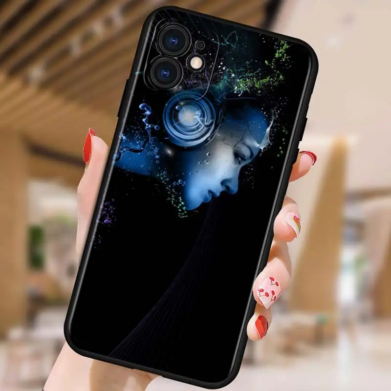 

Fashion DJ Girl for iPhone 5 5S 6 7 8 X XR XS 11 SE 12 2020 mini Plus Pro MAX TPU Black Soft Cover