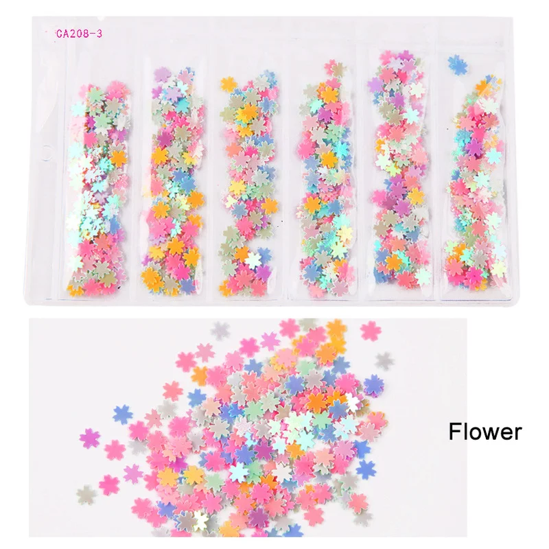 Переливающийся блеск для ногтей звезды сердце цветы формы бабочек ногти хлопья