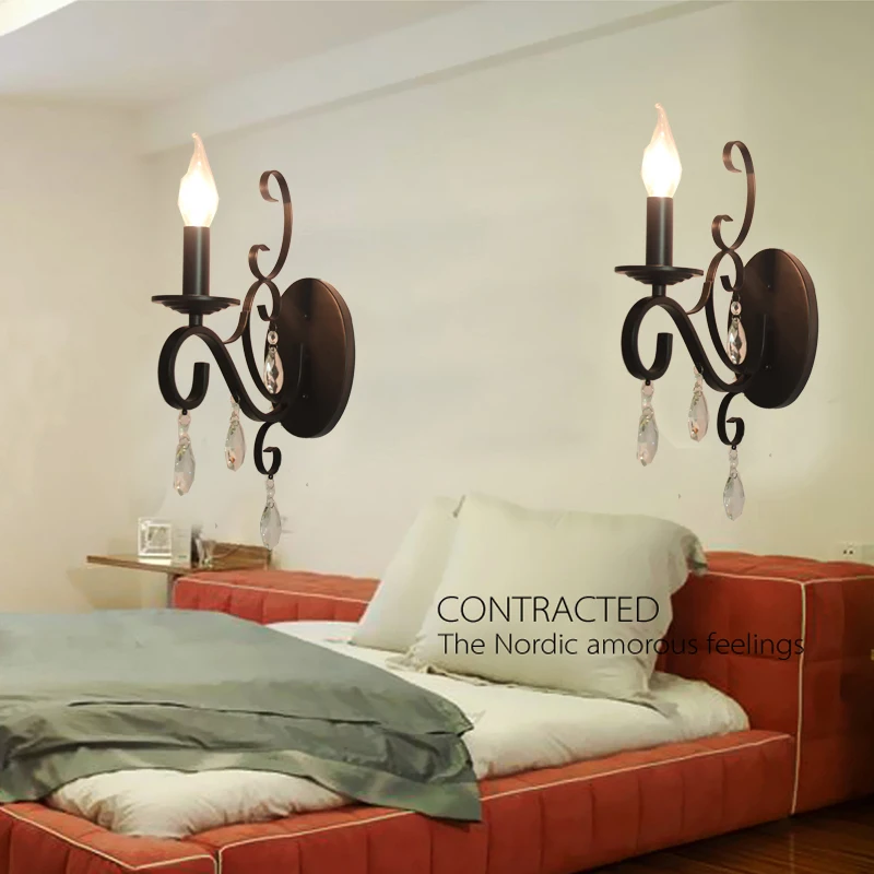nordice wandlamp bathroom light crystal bedside living room corridor cabecero de cama | Лампы и освещение