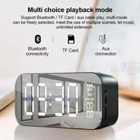 led mirror screen alarm clock watch table digital clock wireless bluetooth 5 0 mp3 hifi speaker subwoofer portable audio