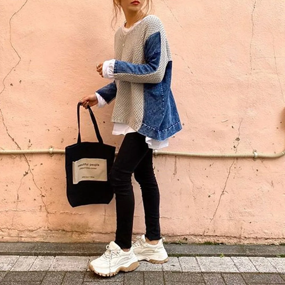 

Пуловер женский зимний, прямой, вязаный, в японском и корейском стиле