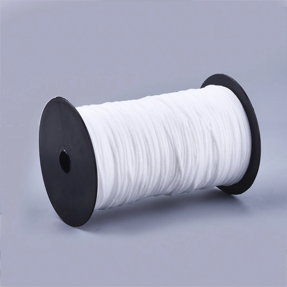 

White 2mm Round Nylon Elastic Band for Making Face Mask Ear Loop, Mask Elastic Cord DIY Mask Material with Spool f50