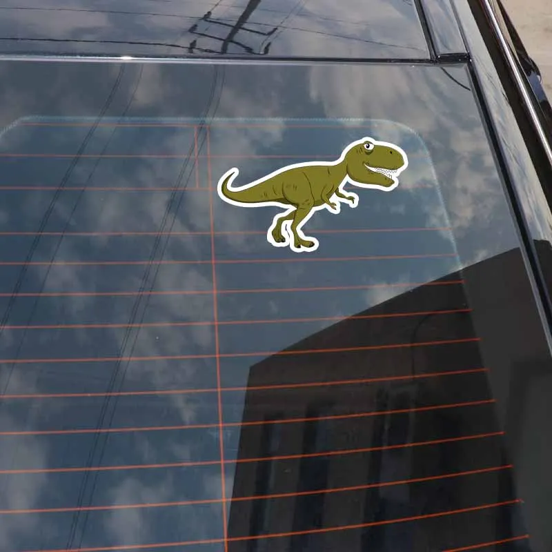 YJZT 8 см * 15 Мультяшные животные динозавры веселая наклейка на автомобиль из ПВХ