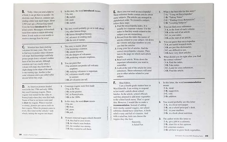 

Original English books Scholastic Success with Reading Tests (Grade 4)