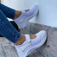 ladies outdoor slope heel sports shoes casual beach sneakers velcro female vulcanized footwear female mesh breathable loafers