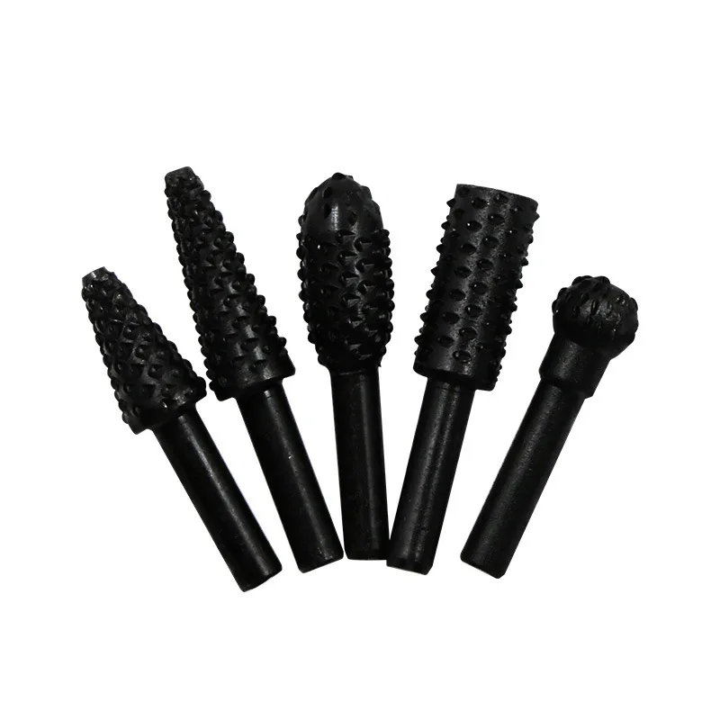 black-5pcs 5 шт./компл. рашпиль файла сверла Rasp набор дрель шлифовальная машина дрель Рашпиль для деревообрабатывающий инструмент для резьбы 1/" Круглый хвостовик набор ротационных напильников - Цвет: black-5pcs