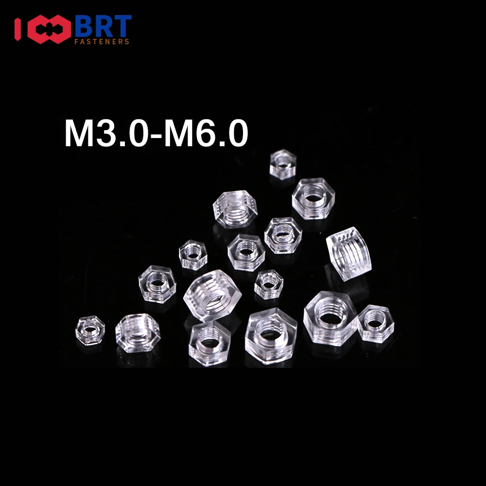 

50 шт. M3-M4-M5-M6 прозрачная пластиковая гайка пластиковые Шестигранная гайка из акрилового пластика гайка Шестигранная гайка