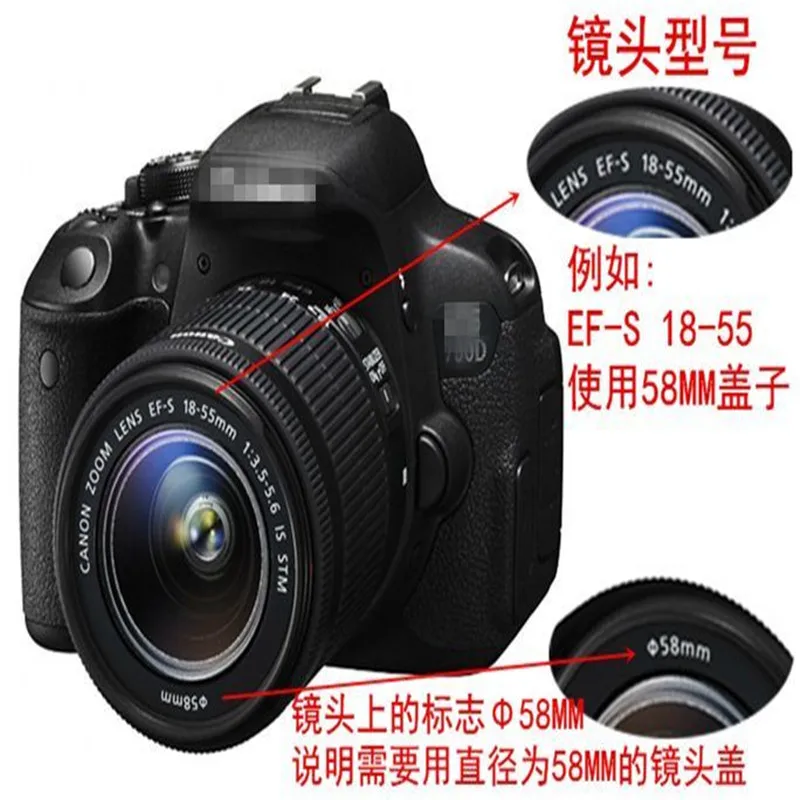

1pc 58mm Dia. Lens Cap Cover For Canon 18-55 Camera 100D 700D 750D 500D 600D