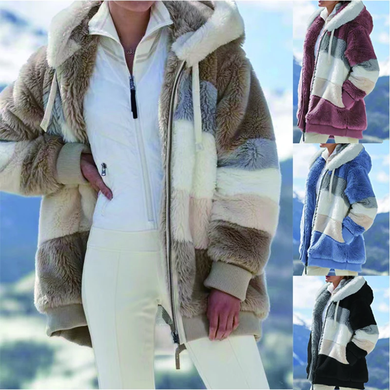 Женская зимняя длинная куртка, плюшевая женская одежда, плюс бархатное теплое пальто больших размеров, женская одежда