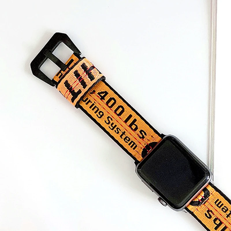 

Off Strap for apple watch band 44mm 40mm 42mm 38mm White Hand-woven nylon bracelet iwatch serie 6 SE 5 4 3