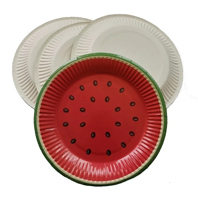 10 шт. бумажная тарелка с рисунком арбуза 7 дюймов для украшения детских вечеринок
