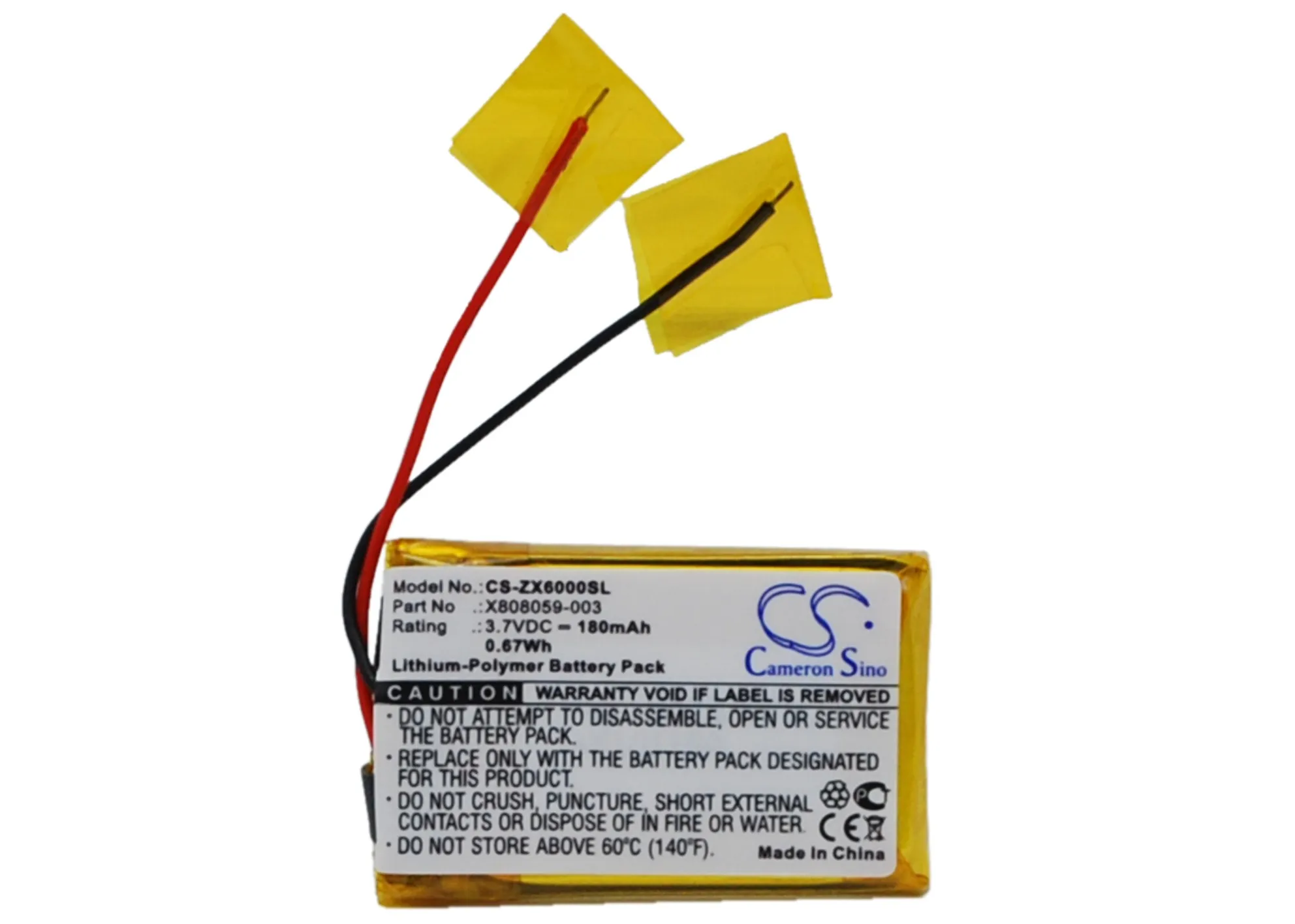 

CS 180mAh/0.67Wh battery for Microsoft LifeChat ZX-6000 X808059-003