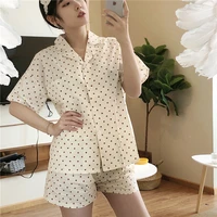 polka dot womens pajamas pijama set shirts and shorts pijama sets sleepwear home clothes korean white 2 piece set