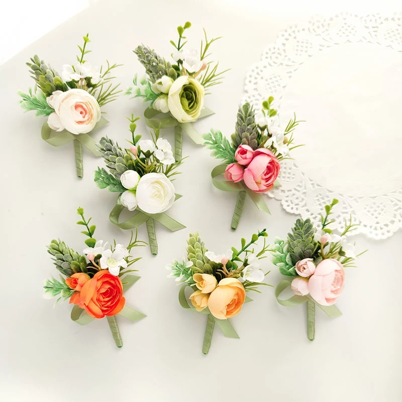 Бутоньерка для жениха Свадебные Заколки корсаж закругленные петлицы Брошь Цветы