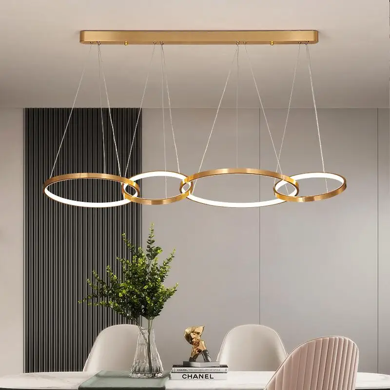 

Luxurious Gold Rings Chandeliers Led Modern Lighting Living Dining Room Decor Bar Shop Lamp Bedroom Hanging Light Fixture Lustre