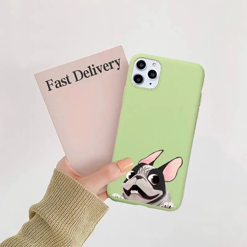 

Pug Dog French cute Bulldog high quality Phone Case shell Candy Color for iPhone 6 7 8 11 12 s mini pro X XS XR MAX Plus