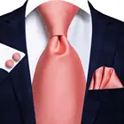 Коралловый, розовый, однотонный Шелковый Свадебный галстук для мужчин, ручная работа, запонки, подарок, мужской галстук, модные дизайнерские деловые вечерние галстуки, Прямая поставка