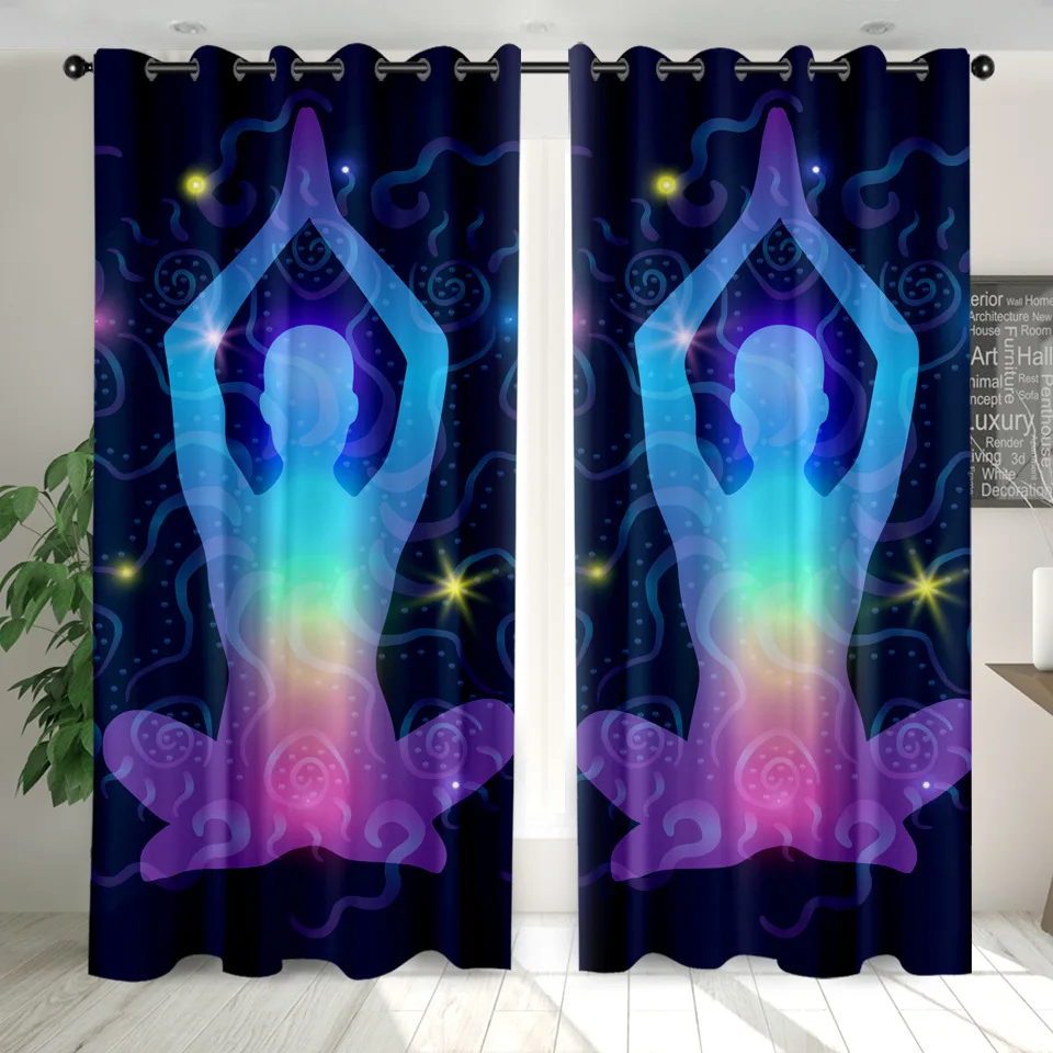 

India Chakra Yoga Windows Curtains Darkening for Living Room Bedroom Decorative Kitchen Curtains Dropshipping