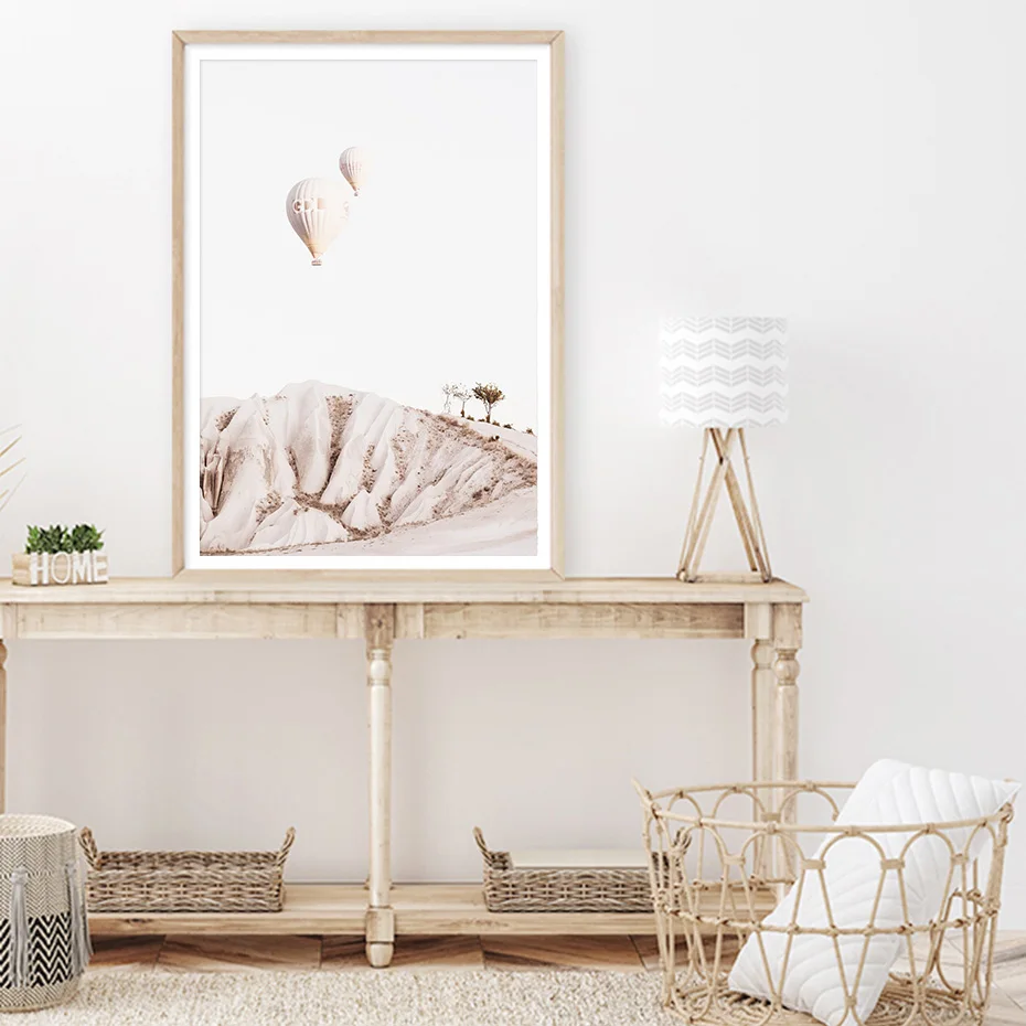 Воздушные шары в богемном стиле рисунок на холсте виде пейзажа с горячим