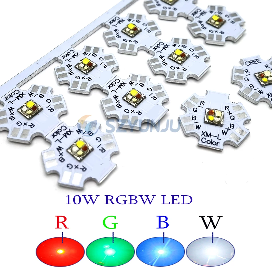 

5050 RGBW 10W XML RGB+white light High Power led Diode Chip 4 Chips with 20mm Star PCB Board