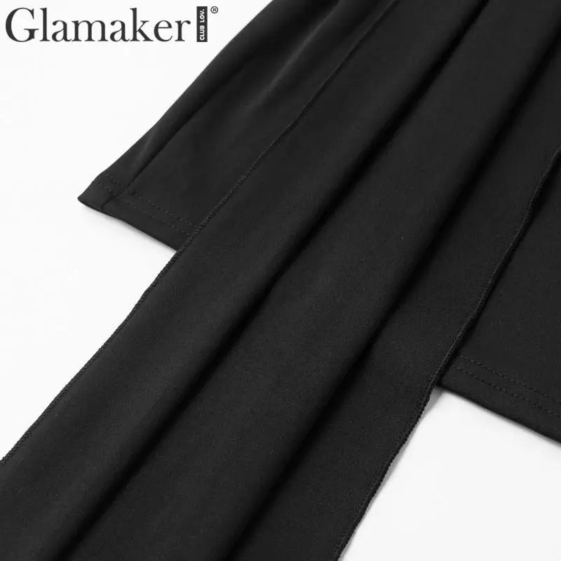 Женское Короткое облегающее платье Glamaker Черное мини-платье с открытыми плечами и