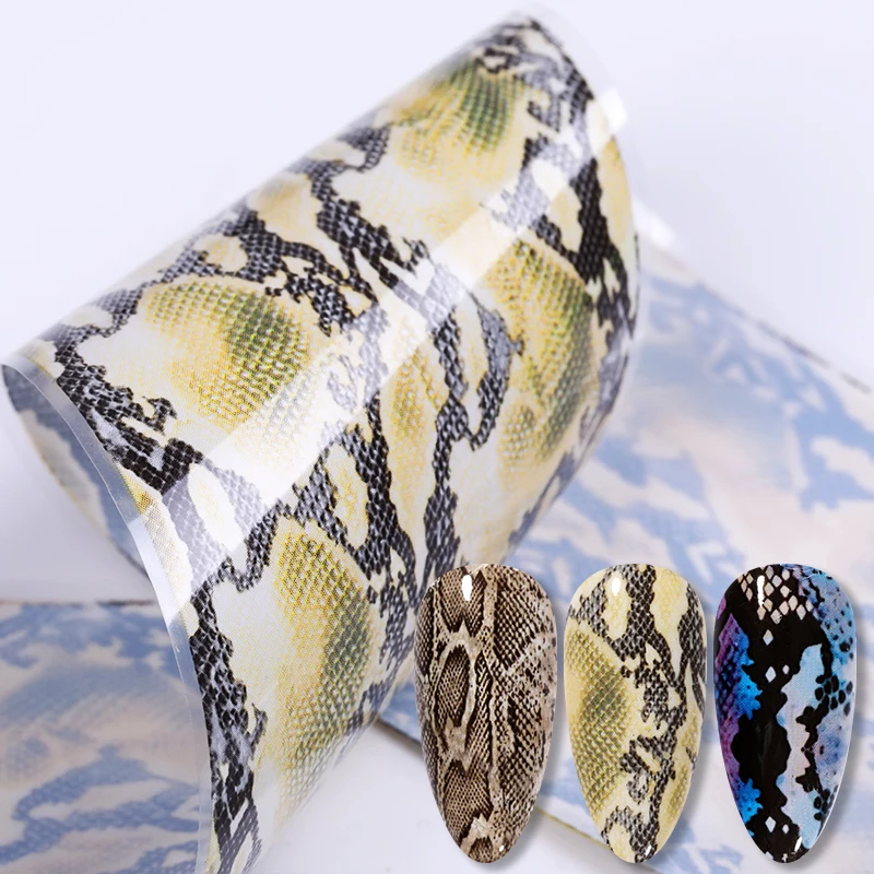 Змеиная леопардовая Фольга для ногтей змеиные наклейки слайдеры с зеркальным