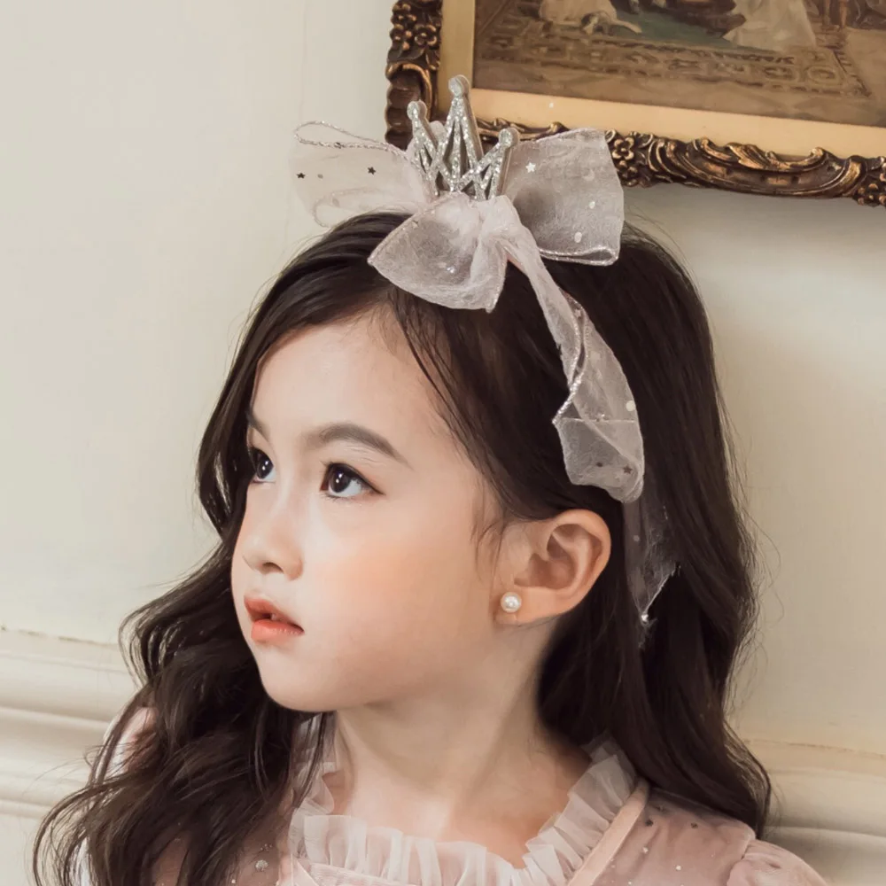 

Summer Children's Hair Band Princess Tie Crown Shining Diamond Bow Girls' Headdress Korean Style Girl's Hair Accessories
