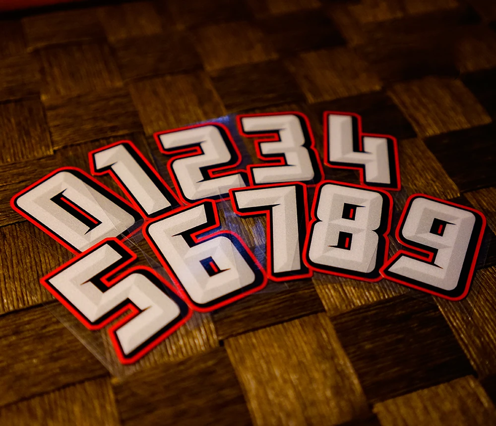 

Car Styling and Decals Three-dimensional Realistic Arabic Numerals Motorcycle Head Body Racing Track Helmet Stickers Reflective